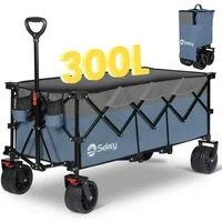 Sekey Bollerwagen Faltbar Handwagen Klappbar Transportwagen XXXL Superlang, 300L, 200KG, Alle-Terrain Reifen, Ultrakompakt Faltbar & mit Bremsen