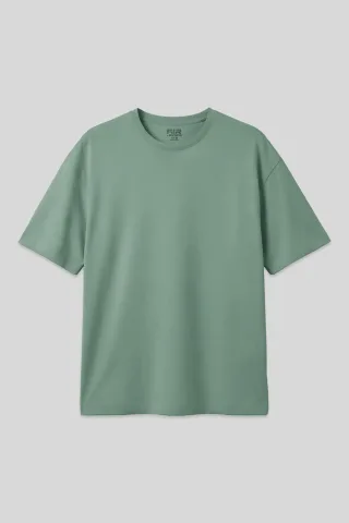 Übergroßes Baumwoll-Crewneck-T-Shirt