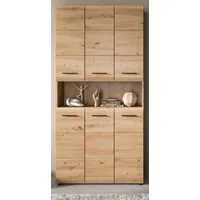 Inn.Furn Hochschrank Cover (Badschrank und Mehrzweckschrank in Eiche Artisan, 6-türig, 90 x 185 cm) mit 8 Böden und 12 Fächern