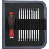Schraubendreher mit Wechselklingen-Set SYSTEM 6 schwarz/rot, 12-teilig, mit Rolltasche