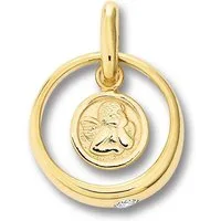ONE ELEMENT Kettenanhänger Zirkonia Taufring mit Schutzengel Anhänger aus 333 Gelbgold, Symbolische Note – harmonisch gestaltet mit Liebe zum Detail