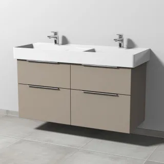 Sanipa 3way Waschtischunterbau zu Duravit Dura Square Waschtisch mit 4 Auszügen, Sandgrau-Matt UF42267