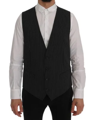 Dolce & Gabbana Graue Stretch-Weste aus Wolle