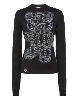Pullover Round Neck Sexy Pure Strass Teddy Bear