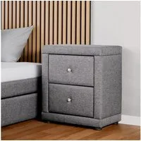 Homestyle4u Nachttisch mit 2 Schubladen Stoff Grau Beige 1 /2er Set Nachtkonsolen Kommode (1-St)