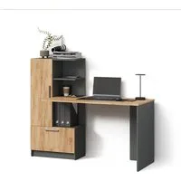 Livinity® Schreibtisch Lorena, Anthrazit/Goldkraft Eiche, 150 x 120.1 cm mit 2 Türen (1-St)
