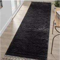 OTTO home Läufer Bonvo 80x300 cm, rechteckig, Höhe: 19 mm, mit Fransen, Hoch-Tief-Struktur, Wohnzimmer, Schlafzimmer