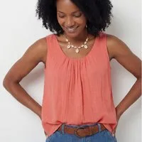 OriginalYou Trägertop Damen Sommer Top Leinenoptik blickdichtes Oberteil mit Innentop Größen von 36 bis 48, Unifarben, Rundhals