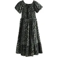 Next Midikleid Off-Shoulder-Midikleid mit Streifen (1-tlg)