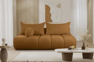 Schlafsofa Designersofa Sofa 3-Sitzer ANZIA in Stoff Ascot Bukla Bernstein