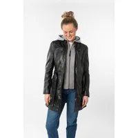 Mauritius Ledermantel BENTE2 (mit Gürtel) lange Lederjacke mit Gürtel & abnehmbarem Kapuzen-Inlay