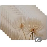 MuchoWow Platzset Blumen - Beige - Natur, (6-St), Platzsets, Tischset, Abwaschbar, Tischsets, Platzdeckchen