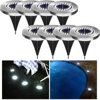 QUBEBU LED Solarleuchte Wasserdicht Led Solar Gartenleuchten, 20 LEDs Solarlampen für Außen, LED fest integriert, Solar Bodenleuchten für Außen Garten Rasen Auffahrt Gehweg Patio, Garten Solar Außenleuchte 20 LEDs wasserdicht Edelstahl + Kunststoff