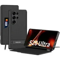 Wigento Handyhülle Für Samsung Galaxy S26 Ultra 5G Leder Tasche Book Hülle Schwarz 6.9, Kartenfächer, Standfunktion