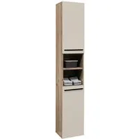 Bega Consult Hochschrank SPLIT, Viking Eiche Dekor, Sandfarben, 2 Türen, 2 Ablageflächen, B 34 x H 190 x T 31 cm