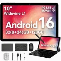 TABWEE KOBONA W80 2026 10" Android 16 Tablets Set 4G LTE/5G WiFi Tablet (10.1", 128 GB, Android16, 4G(LTE), 6000mAh, Nano SIM-Karte, 16:10-Bildschirm, Gemini AI 4.0)