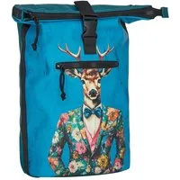 NEW REBELS Laptoprucksack Roll Up RollTop Kurier Rucksack Freizeitrucksack Mart Art New York, wasserabweisend, Laptopfach, Kunstmotiv Hirsch
