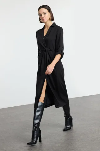 Damen-Midikleid, lang, gerade geschnitten, lässig/alltagstauglich