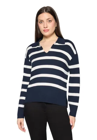 betty barclay - so cosy - - Strickpullover patch dark blue/cream - Gr. - 44