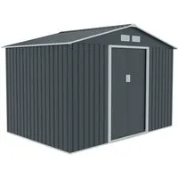 HATTORO Gartenhaus, BxT: 277,00x191,00 cm, Metall-Gerätehaus, Geräteschuppen, Fundamentrahmen, Satteldach, Grau