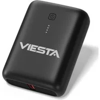 VIESTA Mini Powerbank 9.000 mAh Schwarz kompakte Powerbank, USB-A Ausgang,LED-Anzeige/handliches & kompaktes Design für unterwegs