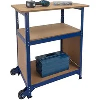 relaxdays Werkbank mit Rollen & Lochwand, blau
