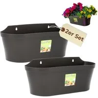GarPet Blumentopf 2er Set Wand Blumentopf Pflanz Gefäß Blumen Kasten Wandampel Anthrazit