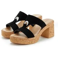 LASCANA Sandale, Mule, offener Schuh, Sommerschuh, Pantolette aus Leder mit Blockabsatz in Kork-Optik