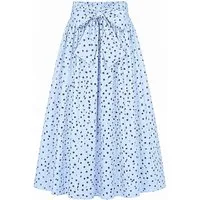 Mississhop A-Linien-Rock Damen Maxi Rock mit Punkten und Schleife – Baumwollrock Gr. S/M