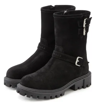Elbsand Stiefelette "Stiefel, Boots, Bikerboots, Lederstiefelette, Lederboots" aus Leder mit trendigen Zierschnallen