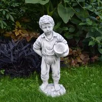 gartendekoparadies.de Gartenfigur Junge mit Pflanzgefäß, Steinfigur, H. 56 cm, 11 kg, Frostsicher