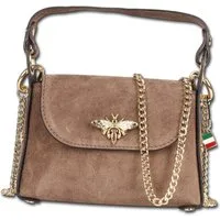 FLORENCE Umhängetasche Florence Biene Damen Handtasche (Umhängetasche, Umhängetasche), Damen Tasche Echtes Wildleder taupe, beige, Made-In Italy