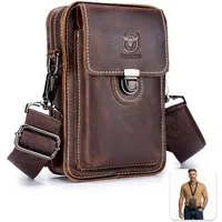 MOPUEA Bauchtasche Leder Schultertasche Vintage Crossbody Bag Messenger Herrentasche (Taillentasche für Sportcamping Wanderreisen, 1-tlg., Bag Modische Bauchtasche für Herren & Damen, Retro-Stil), Wasserfeste Crossbody Umhängetasche