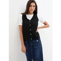bonprix Strickweste aus Baumwollmischung, Slim fit Passform, mit Knopfleiste, unifarben