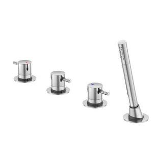 Steinberg Serie 100 Wannen-4-Loch-Armatur 1002480 mit Umsteller und ausziehbarer Handbrause, chrom