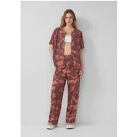 QS Chinos Hose High-Rise-Hose mit Print aus Viskose