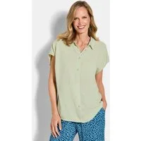 GOLDNER Kurzarmbluse Viskosebluse mit Hemdkragen Blusenshirt mit Knopfleiste, Kellerfalte und Viertelarm