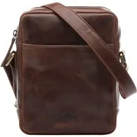 SID & VAIN Umhängetasche echt Leder Schultertasche groß braun DUBLIN, Umhängetasche echt Leder Damen Herren, Crossbody Bag, braun
