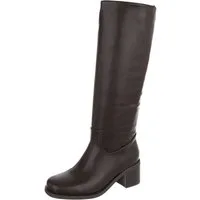 Ital-Design Damen Langschaftstiefel mit Blockabsatz und glattem Schaft Stiefel (92214581) Blockabsatz Stiefel in Braun