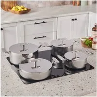 Karaca Topf-Set Karaca 3 Ply Rimova Flat Lid 8 Teilig Kochgeschirr Set
