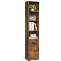 VASAGLE Bücherregal Standregal mit Tür, für Wohnzimmer, Homeoffice, Esszimmer, 6-stöckiges hohes Regal, 24 x 31,8 x 175 cm