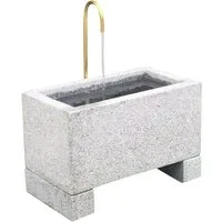 Dehner Gartenbrunnen Salzburg, 60 x 72 x 35 cm, Granit/Metall, grau, 60 cm Breite, Umlaufbrunnen aus Granit komplett mit edlem Wasserhahn, Pumpe & Sockel