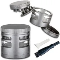 Coumo Kräutermühle Grinder Crusher Gewürzmühle, Viewing Window, Anthrazit, ⌀ 5 cm, Metall, Sichtfenster