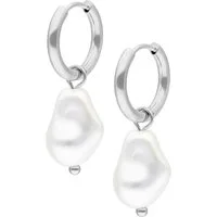 Wildcat Paar Ohrhänger Baroque Synthetic Pearl Hoops - Silber, Chirurgenstahl 316L - wasserfest, langlebig, hautverträglich