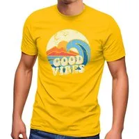 Neverless Print-Shirt Herren T-Shirt Good Vibes Welle Hippie Slogan Statement Surf Design mit Print