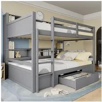 TavilaEcon Etagenbett Kinderbett Jugendbett mit Schubladen und Staufächern, 90x200cm