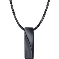 KARMA Kette mit Anhänger Halskette Herren Schwarz Edelstahl 60 cm (Set, Herrenhalskette), Kette Herrenschmuck Edelstahlkette
