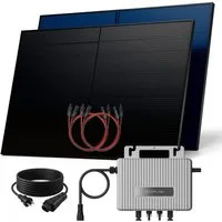 SUNNIVA Balkonkraftwerk 1000W BIFAZIAL FULLBLACK komplett Steckdose, (Ecoflow 800W Wechselrichter, PV Solaranlage, 2x 500W Glas Solarmodule, inkl. 5m Kabel, Bluetooth WIFI, Komplettset)