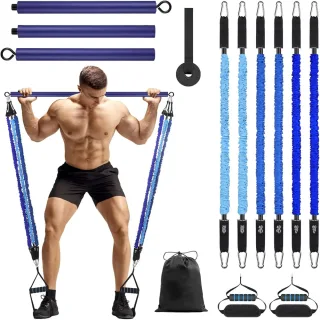 Bominfit Portable Pilates Bar Kit With 3 Resistance Bands 240Lb Exercise Stick for Home Gym Full-Body Workout Fitness