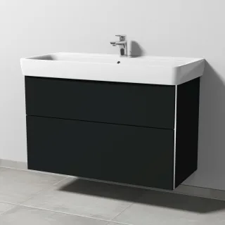 Sanipa 3way Waschtischunterbau zu Geberit Renova Plan Waschtisch mit 2 Auszügen, Vulkan-Matt BP8811V